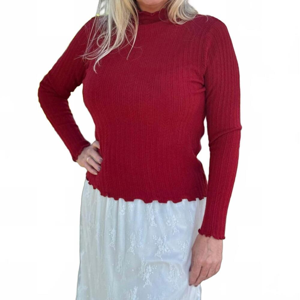 NEW COCO + CARMEN avalee cable knit sweater in red
